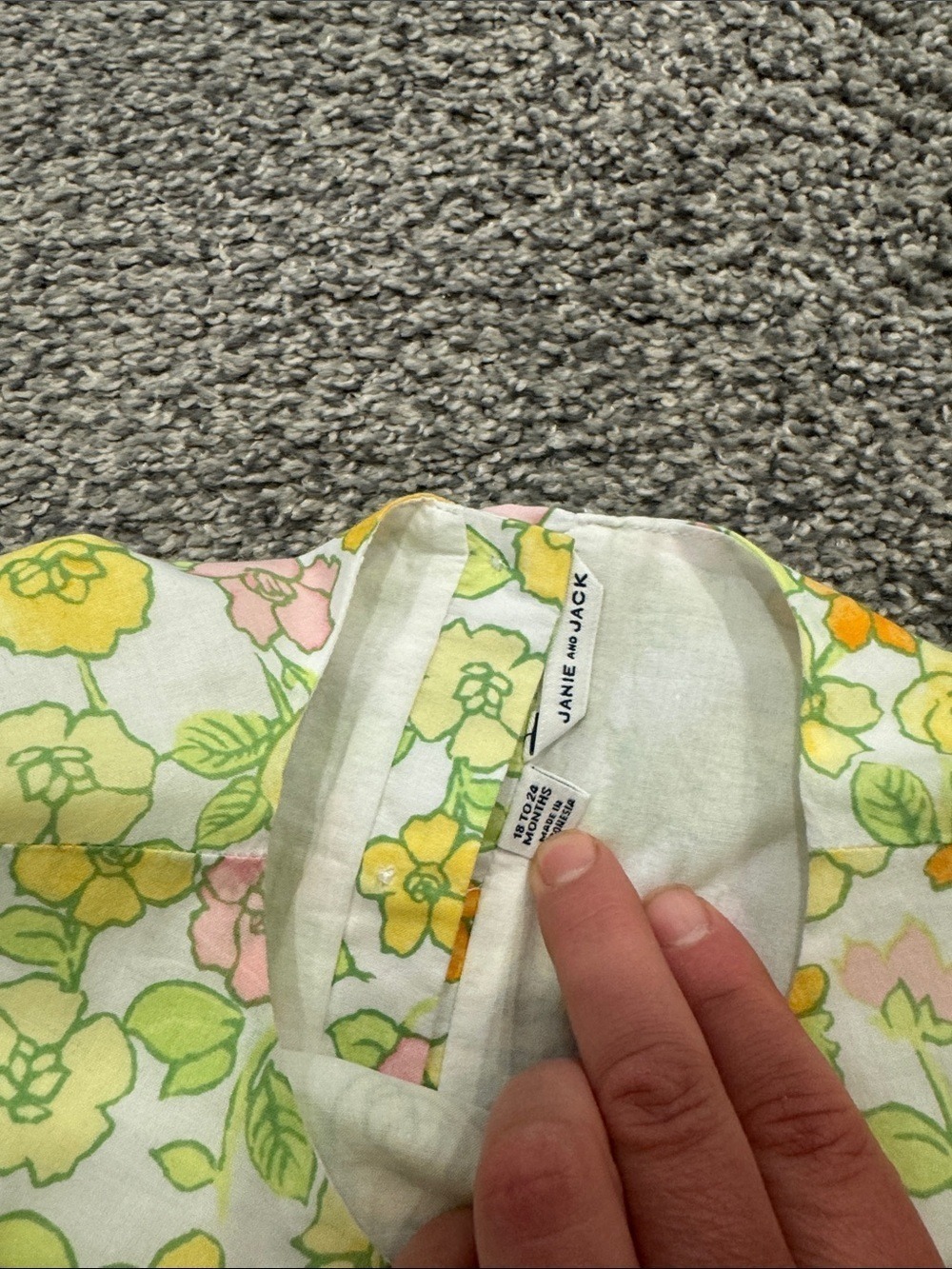 Janie and Jack White Floral Smocked-Waist Dress with Yellow & Pink Flowers - Picture 5 of 6
